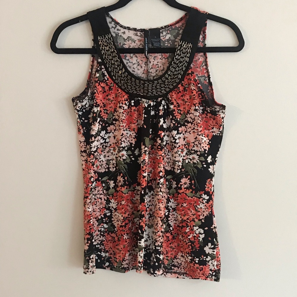 Adorable Resort wear floral tank top with sequins